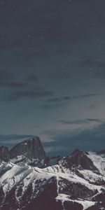 Mountains,Snow Covered,Snowbound,Nature,Sky,Night