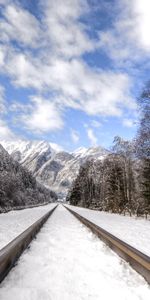 Mountains,Snow,Dahl,Nature,Distance,Railway