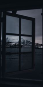 Mountains,Snow,Dark,Window