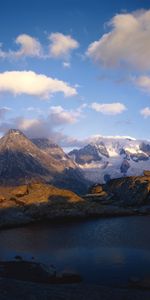 Mountains,Snow,Lake,Ripple,Ripples,Shadow,Nature,Clouds