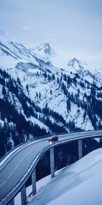 Route,Neige,Divers,Montagnes,Pont,Machine,Une Voiture