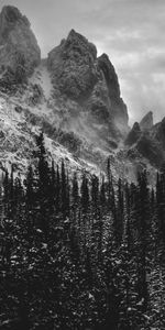 Mountains,Snow,Rocks,Bw,Chb