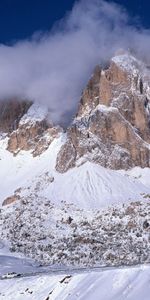 Naturaleza,Montañas,Nubes,Nieve,Camino,Niebla,Tops,Cuesta,Pendiente,Descendencia,Linaje,Inclinación,Vértice