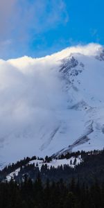 Naturaleza,Montañas,Arriba,Niebla,Nieve,Vértice