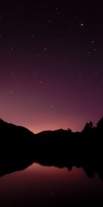 Mountains,Starry Sky,Lake,Night,Dark