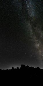 Mountains,Starry Sky,Outlines,Night,Darkness,Dark