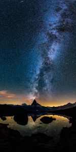 Mountains,Starry Sky,Universe,Lake,Nature