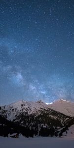 Nature,Montagnes,Neige,Ciel Étoilé,Univers