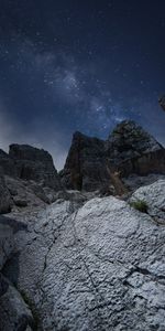 Mountains,Stars,Rocks,Starry Sky,Nature,Night