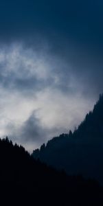 Mountains,Twilight,Clouds,Forest,Dusk,Landscape,Nature