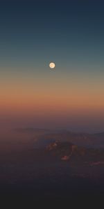 Mountains,Twilight,Dusk,Height,Nature,Fog,Moon