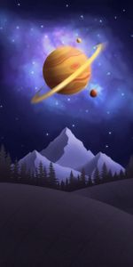 Mountains,Universe,Art,Saturn,Planet