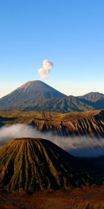 Mountains,Vertex,Tops,Nature,Volcano,Smoke