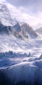 Mountains,Vertex,Wind,Snowy,Nature,Tops,Cold,Snowstorm,Snow