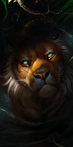 Muzzle,Opinion,Sight,Predator,Lion,Art,Dark