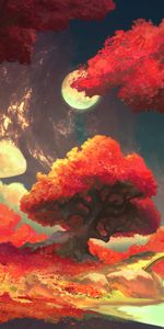 Nature,Art,Trees,Autumn,Moon