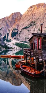 Nature,Building,Lake,Mountains,Boats,Pier