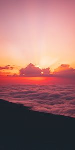 Nature,Clouds,Beams,Rays,Slope,Sunset