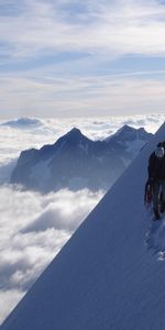 Escaladores,Arriba,Pico,Huellas,Rastros,Vertical,Conquista,Naturaleza,Nubes,Vértice,Cima,Nieve