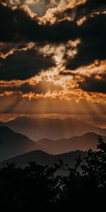 Puesta Del Sol,Montañas,Nubes,Luz De Sol,Naturaleza,Luz Del Sol,Oscuridad,Crepúsculo