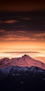 Sommet,Hauts,Nature,Montagnes,Nuages,Horizon,Aube