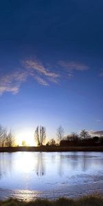 Nuages,Échoué,Peu Profond,Poumons,Nature,Surface,Soir,Lac,Coucher De Soleil,Étang