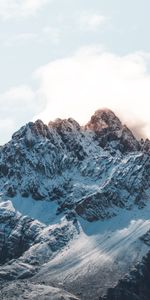 Nubes,Montaña,Arriba,Cubierto De Nieve,Nevado,Paisaje,Vértice,Naturaleza