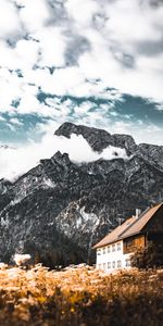 Nature,Clouds,Mountain,Top,Vertex,House