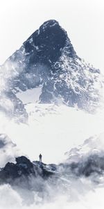 Nature,Clouds,Snow,Mountain,Vertex,Top,Silhouette