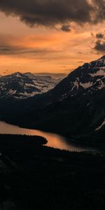 Nature,Clouds,Vertex,Top,Lake,Mountains,Sunset