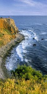 Nature,Coast,Lighthouse,Day,Sea,Waves