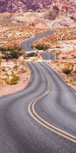 Nature,Desert,Rocks,Road,Asphalt,Winding,Sinuous