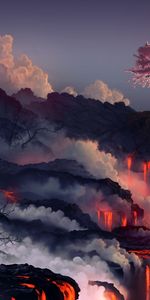 Nature,Eruption,Tree,Lava,Volcano,Wood,Sakura