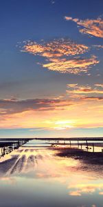 Nature,Evening,Low Tide,Stakes,Water,Pegging,Sand