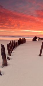 Nature,Evening,Pillars,Low Tide,Stakes,Columns,Silence,Sand,Pegging,Beach