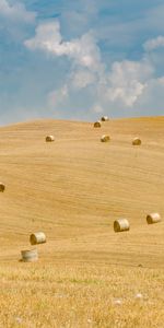 Nature,Field,Hills,Straw,Bales,Landscape