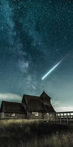 Nature,Grass,Bridge,Night,Structure,Meteorite,Starry Sky