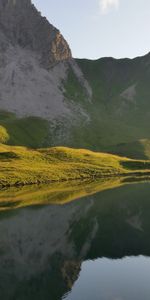 Herbe,Montagnes,Réflexion,Nature,Lac