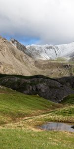 Hierba,Montañas,Nieve,Las Rocas,Rocas,Cubierto De Nieve,Nevado,Naturaleza