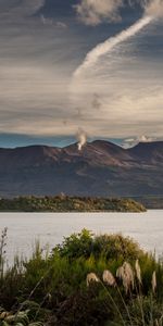 Herbe,Montagnes,Nature,Mer,Volcan