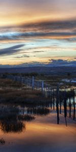 Nature,Grass,Outlines,Fence,Evening,Fencing,Water,Lake,Enclosure,Hedge