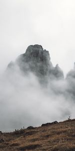 Nature,Grass,Rocks,Slope,Mountains,Fog