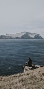 Nature,Grass,Sea,Rocks,Privacy,Seclusion,Human,Person,Loneliness