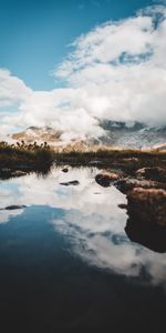 Nature,Grass,Stones,Mountains,Clouds,Lake