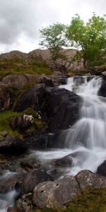 Nature,Grass,Stones,Mountains,Waterfall