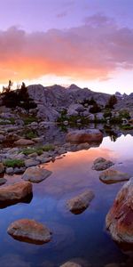 Nature,Grass,Stones,Sky,Mountains,Evening,Wind River Range,Rivers,Wyoming