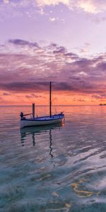 Nature,Horizon,Boat,Sunset,Ocean,Sea