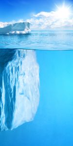 Nature,Horizon,Rays,Beams,Sun,Underwater,Iceberg,Under Water