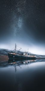 Navío,Bahía,Islandia,La Bahía,Naturaleza,Barco,Vía Láctea