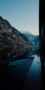 Lac,Nature,Un Bateau,Montagnes,Sombre,Bateau